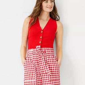 The Gingham Tie Waist Short in Linen Blend Sz L